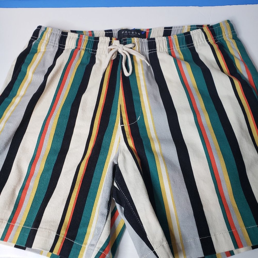 PacSun Mens Retro White Stripe Shorts size M medium 15" Short